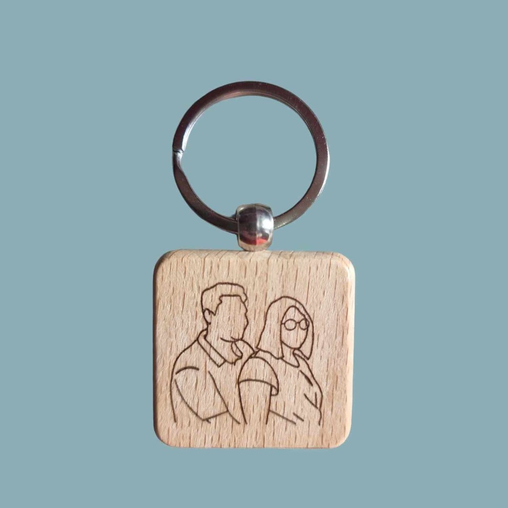 Houten, gegraveerde sleutelhanger (gepersonaliseerd)