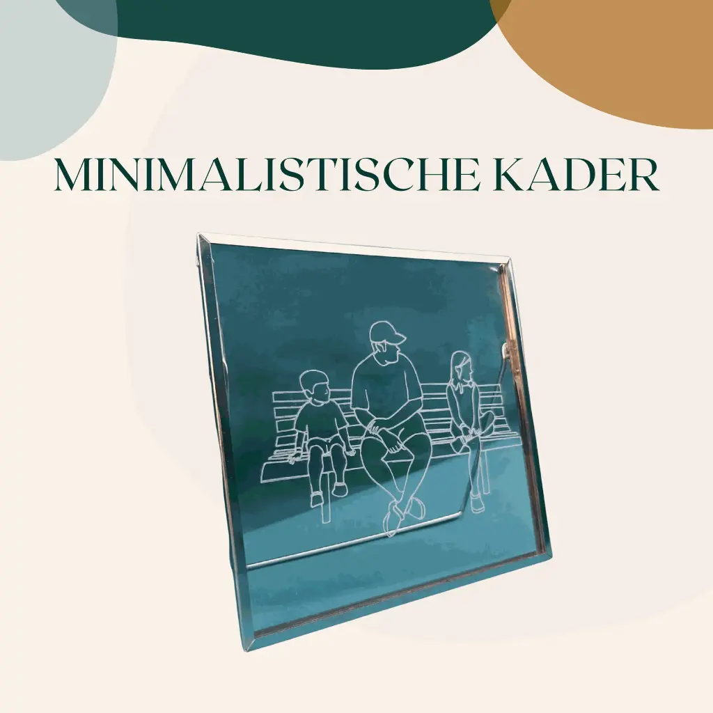 Minimalistische, transparante kader met gepersonaliseerde lijntekening